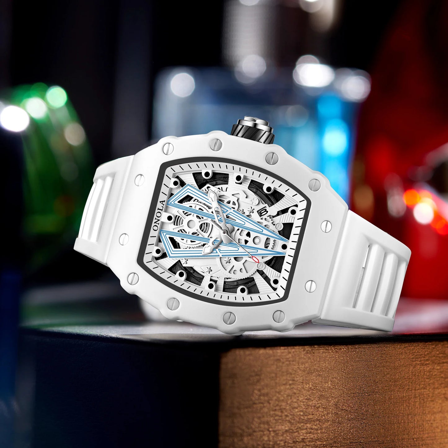 High Quality Men's Watch Quartz ONOLA Fashion Clock Waterproof Silicone Tape Watch for Men